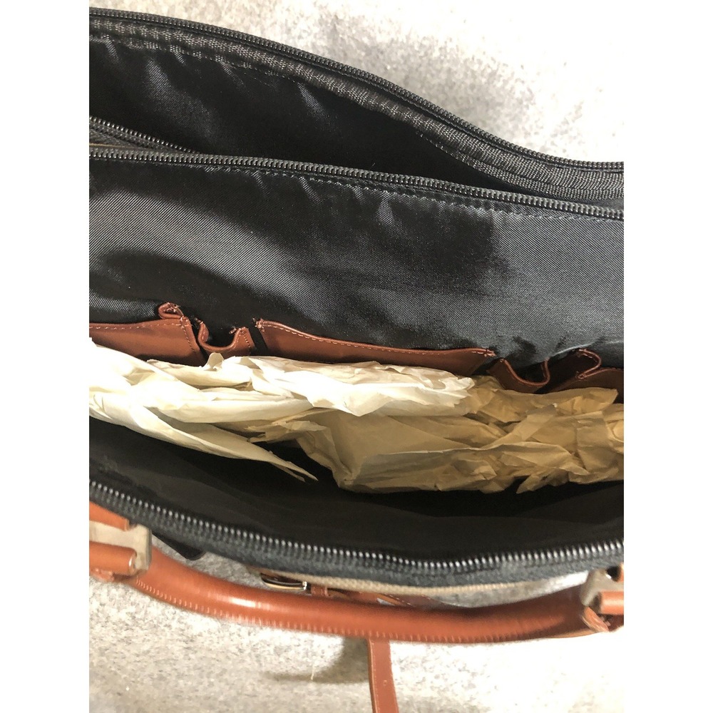 Cole Haan Case Mens Canvas Leather Weekender Travel Bag Briefcase New no Tags - Picture 12 of 14